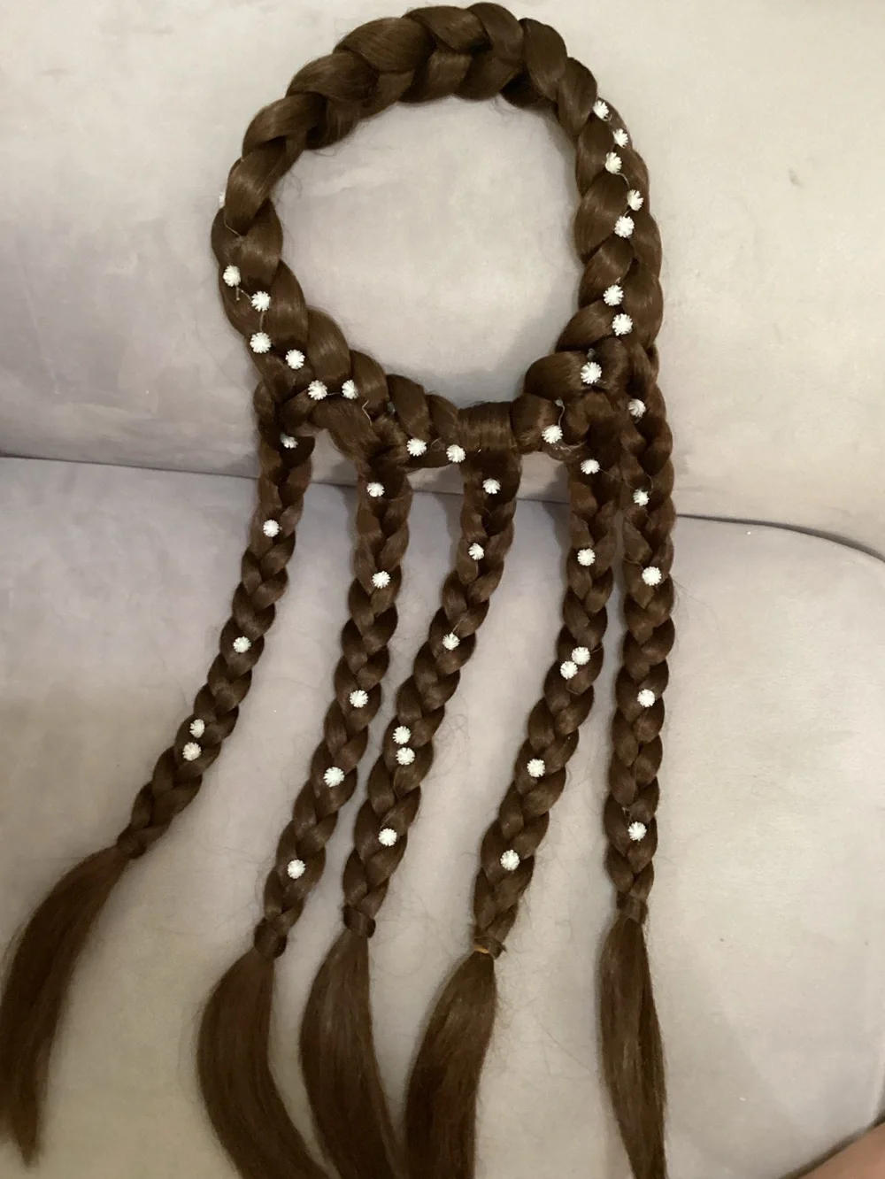 California Costumes Halo Braids Wig - Dark Brown with Flower Accents